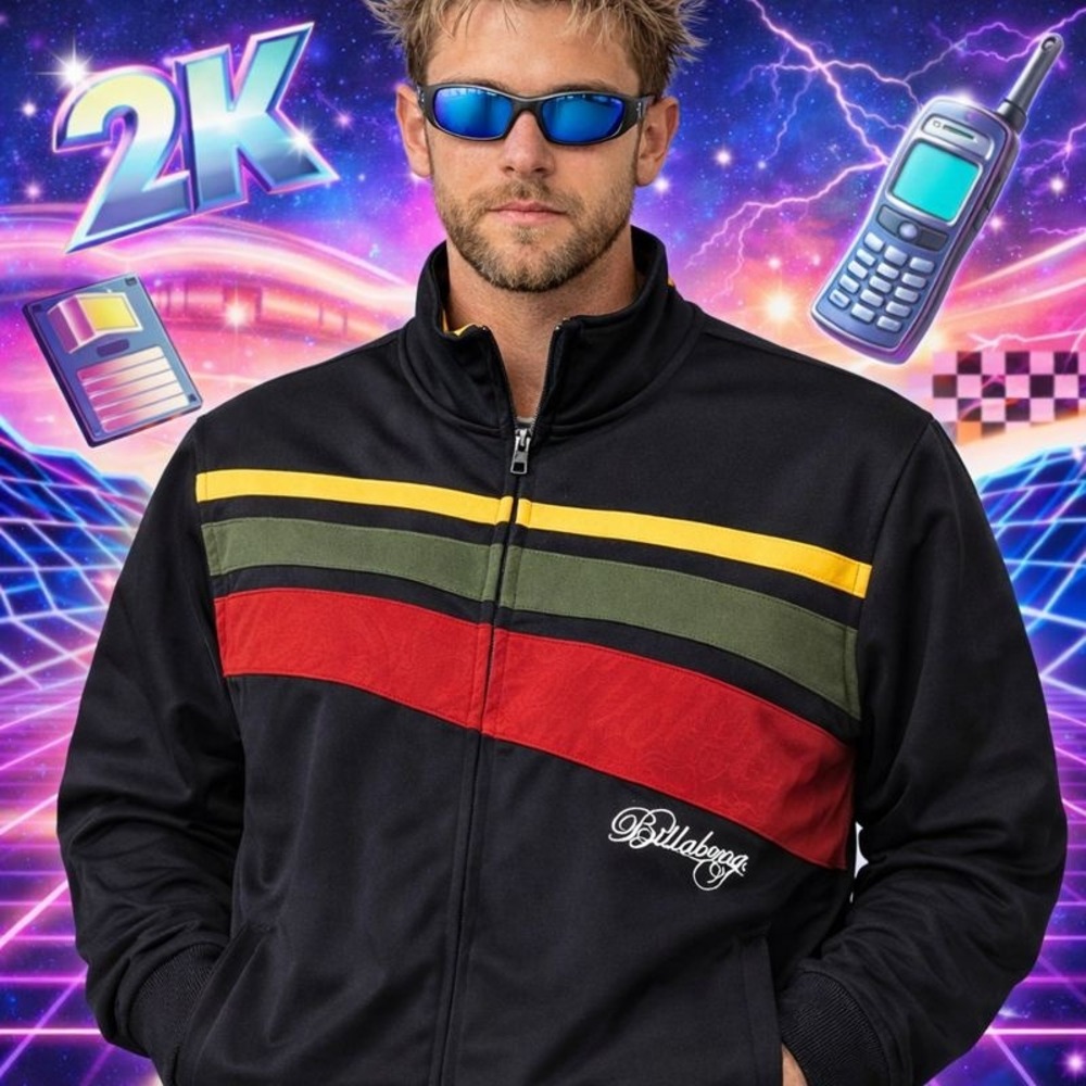 Vintage Billabong Rasta Track Jacket Men Medium Striped Bob Marley 90s Y2k